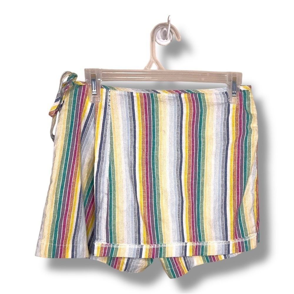 XS Lucy Love Rainbow Striped Skort Style Shorts Tie Closure Accent Colorful